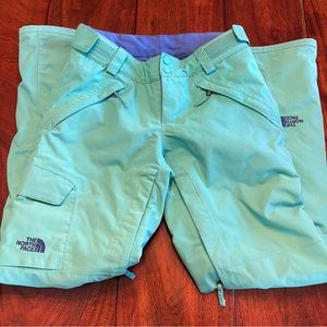 North Face Hyvent Snow / Ski Pants Turquoise w Cornflower Blue Lining